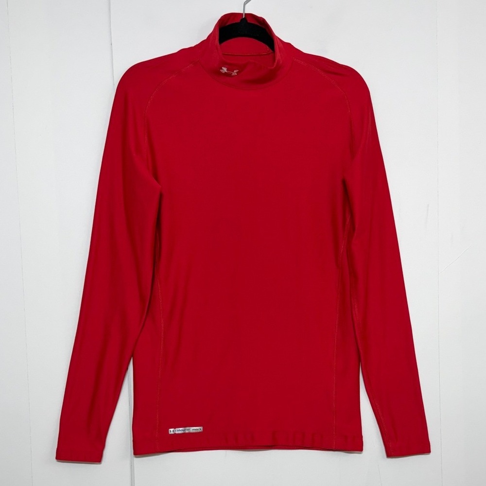 *Under Armour Shirt Men XL Red ColdGear Compression Mock Neck Long Sleeve